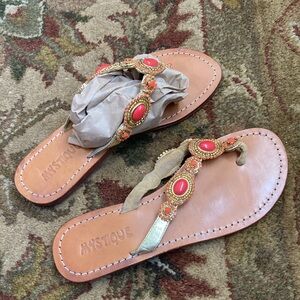 MYSTIQUE Embellished Coral Sandals 😍
